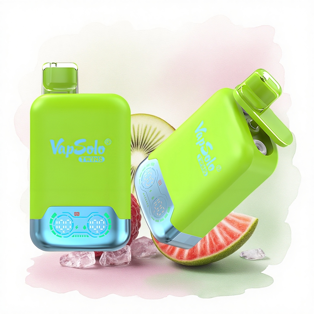 Vapsolo Twins 20000 Puffs Çilekli Kivi & Çilekli Ahududu Vişne Buz 40 ml Sıvı Nikotinli